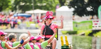 The 19th annual Peterborough's Dragon Boat Festival takes place on Saturday, June 8, 2019 at Del Crary Park in downtown Peterborough. Community, junior, competitive, and breast cancer survivor teams will join together for a fun and exciting day of dragon boat racing on Little Lake to raise funds for state-of-the-art cancer technology at Peterborough Regional Health Centre. (Photo: Linda McIlwain / kawarthaNOW.com)