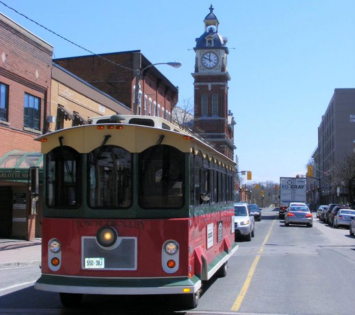 The Town Trolley, owned and operated by Michael Bryant of Dromoland out of Little Britain, returns in 2019 to provide free service from downtown Peterborough to the Peterborough Musicfest concerts at Del Crary Park from 6 to 10 p.m. on Wednesdays and Saturdays between June 29 and August 17 2019. This year, the trolley will also stop at the Memorial Centre parking lot, and will also be available for the Kawartha Craft Beer Festival on June 14 and 15. (Photo courtesy of Michael Bryant)