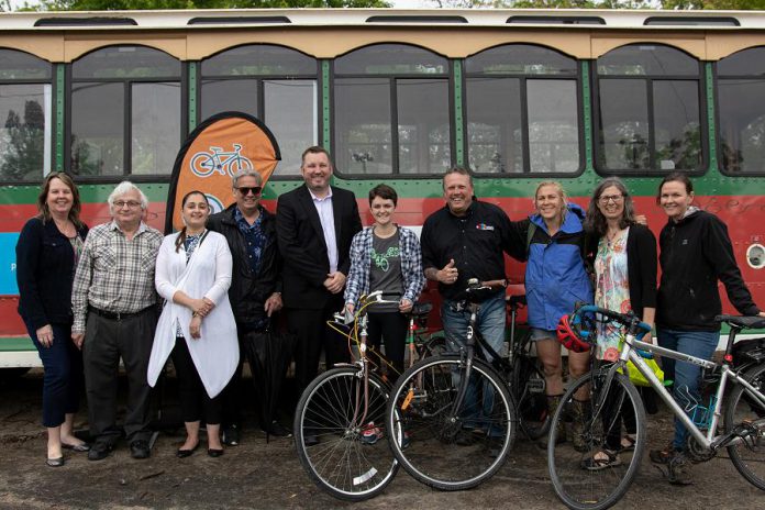 The trolley service is provided by the DBIA with sponsorship from Aon Inc., Cogeco Your TV, Ontario Carpet Supermart, Peterborough Inn & Suites, Shoreline's Casino Peterborough, Peterborough Transit, and Miskin Law Offices. In addition to the trolley, the Peterborough DBIA and Musicfest have teamed up with Peterborough Transit to promote cycling to the concerts. Peterborough Transit will be hosting free supervised bike parking at Del Crary Park. (Photo courtesy of Peterborough DBIA)