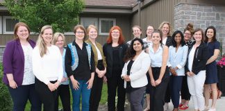Lynn Zimmer (centre) with the board of directors of YWCA Peterborough Haliburton. The executive director announced her upcoming retirement at the organization's annual general meeting on June 20, 2019. Zimmer has been at the helm of the women's organization for the past 35 years. (Photo courtesy of YWCA Peterborough Haliburton)