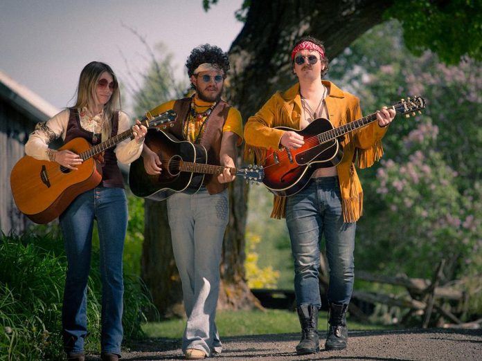 Musicians Kate Suhr, Griffin Clark, and Owen Stahn, who are currently starring in Beau Dixon's "Bloom: A Rock 'n' Roll Fable" at 4th Line Theatre, will be performing their own music at 4th Line's Midsummer Night's Music concert at St. Thomas's Anglican Church in Millbrook on July 20, 2019. The line-up also includes fellow performers and musicians Justin Hiscox, Mark Hiscox, and Geoff Hewitson, as well as Melissa Payne, who will be making her 4th Line Theatre debut in "Carmel" in August. (Photo: Wayne Eardley / Brookside Studio).