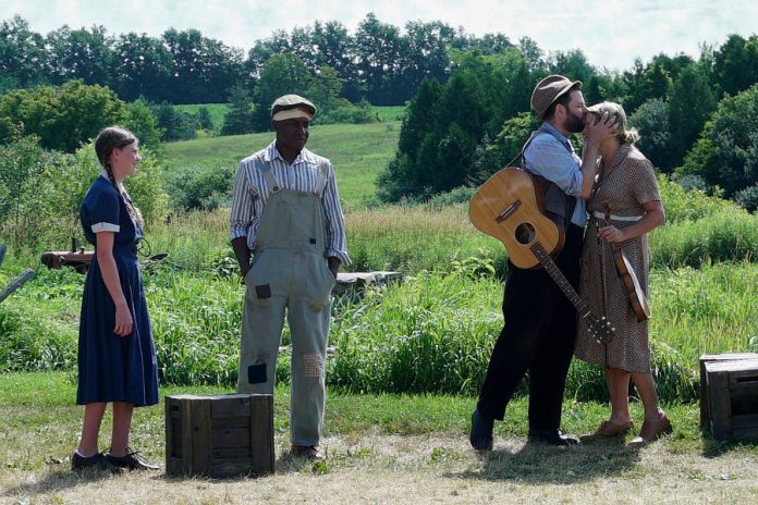 Asha Hall-Smith, Danny Waugh, Jonathan Shatzky and Melissa Payne perform a scene from Ian McLachlan and Robert Winslow's new play "Carmel", the third in the Barnardo children series of plays. (Photo: Bianca Nucaro / kawarthaNOW.com)