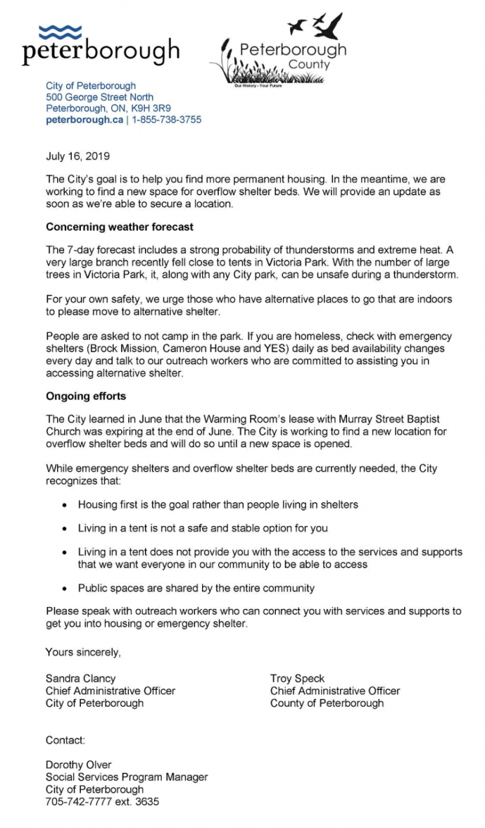 Joint letter from City and County of Peterborough