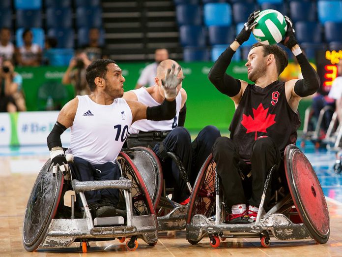 Peterborough wheelchair rugby athlete Cody Caldwell (right) competing in his first Paralympic Games in Rio de Janeiro in Brazil in 2016. Caldwell is one of 12 athletes selected by Wheelchair Rugby Canada and the Canadian Paralympic Committee to represent Canada at the Lima 2019 Parapan American Games in August. (Photo: Wheelchair Rugby Canada)