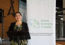 Peterborough-Kawartha MP Maryam Monsef announcing $256,250 in federal funding for three new green economy hubs, including in Peterborough. An initiative of the non-profit organization Green Economy Canada, green economy hubs have already been established in Hamilton and Burlington, Kingston, London, Ottawa, Sudbury, Waterloo Region, and York Region, with 250 businesses collectively reduced 200,000 tons of greenhouse gases to date. (Photo: Office of Maryam Monsef / Facebook)