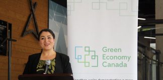Peterborough-Kawartha MP Maryam Monsef announcing $256,250 in federal funding for three new green economy hubs, including in Peterborough. An initiative of the non-profit organization Green Economy Canada, green economy hubs have already been established in Hamilton and Burlington, Kingston, London, Ottawa, Sudbury, Waterloo Region, and York Region, with 250 businesses collectively reduced 200,000 tons of greenhouse gases to date. (Photo: Office of Maryam Monsef / Facebook)