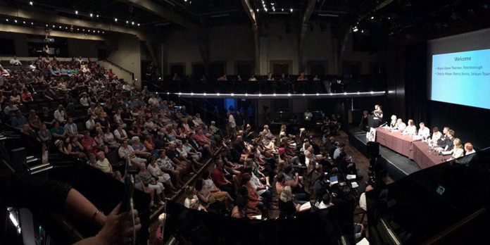 Market Hall was filled to capacity on July 11, 2019 for the Peterborough Opioid Summit, co-hosted by Peterborough Mayor Diane Therrien and Selwyn Deputy Mayor Sherry Senis. The City of Peterborough live streamed the event on Facebook. (Photo: City of Peterborough)