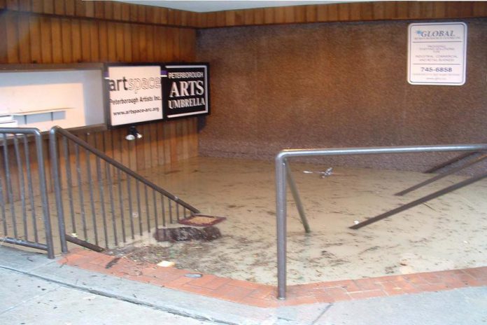 Organizations such as the Peterborough Public Library, the Peterborough Museum and Archives, and Artspace and the Peterborough Arts Umbrella (pictured here) experienced significant flood damage.