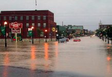 Between July 14 and 15 in 2004, as many as 240 mm (9.5 inches) of rain fell on Peterborough, with much of the rain falling in a five-hour period on July 15. In all, 14 billion litres of rain fell on Peterborough in a single day: the same amount of water that flows over Niagara Falls in about 40 minutes.