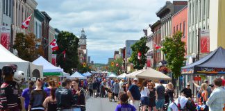 On Saturday, July 27th, the streets of downtown Peterborough will be turned into an urban playground for Peterborough Pulse 2019. The fifth anniversary of the Open Streets event will see businesses, community organizations, and volunteers fill downtown with activities, displays, and installations while many hundreds of people walk, cycle, skateboard, roller skate and more through car-free downtown streets. (Photo courtesy of Peterborough Pulse)