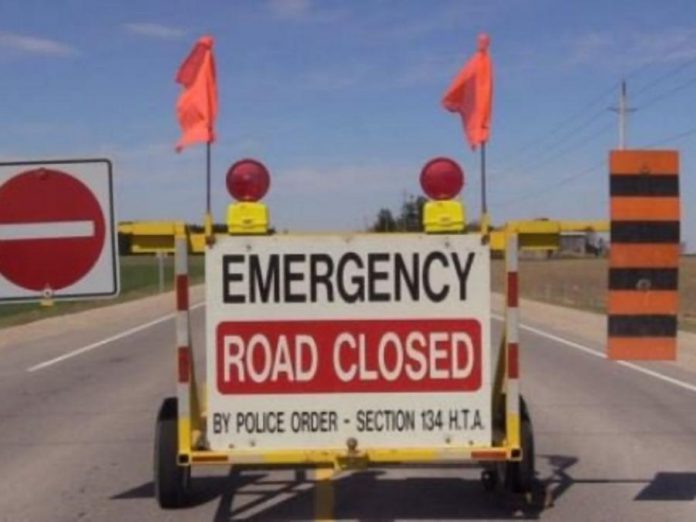 Emergency road closed