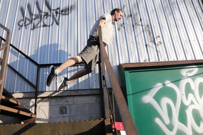 The latest in a series of continuous pop-up dance productions Wes Ryan has been performing in Peterborough throughout the summer, "Turtle" will be staged three times on the fire escape behind The Only Cafe in downtown Peterborough on July 27 and 28, 2019. (Photo: Jessica Lynn Scott)