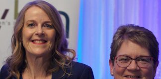 Two members of the Women's Business Network of Peterborough who were publicly recognized in 2019 for their achievements: Monika Carmichael of Trent Valley Honda, who received the Women in Business Award for business leadership, and Kim Appleton of Emmatt Digital, who received the Judy Heffernan Award for empowering other women to succeed. (Photo: Bianca Nucaro / kawarthaNOW.com)