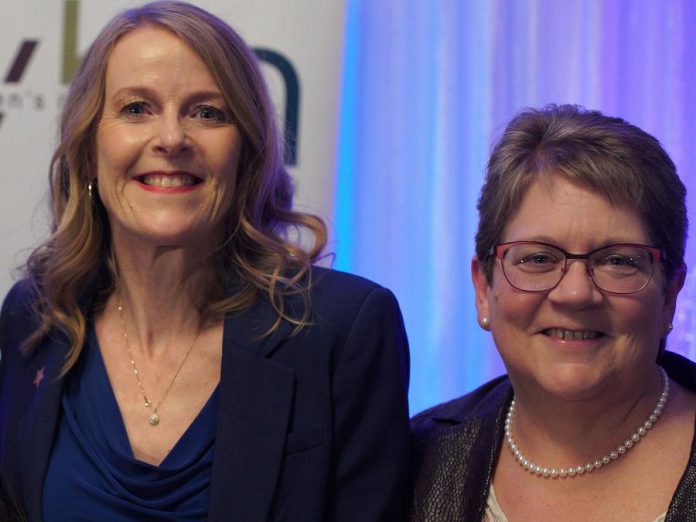 Two members of the Women's Business Network of Peterborough who were publicly recognized in 2019 for their achievements: Monika Carmichael of Trent Valley Honda, who received the Women in Business Award for business leadership, and Kim Appleton of Emmatt Digital, who received the Judy Heffernan Award for empowering other women to succeed. (Photo: Bianca Nucaro / kawarthaNOW.com)