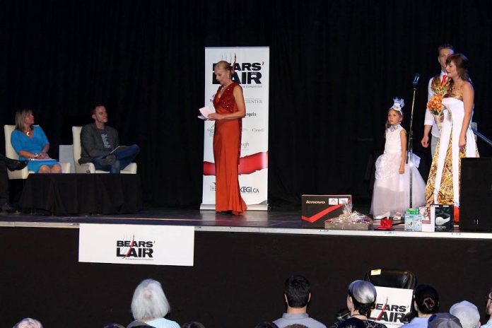 Bears' Lair Entrepreneurial Competition finalist and Women's Business Network of Peterborough member Melinda Masters of Melinda's Custom Sewing and Upholstery pitches her "Dream Theme Wedding" online business idea to the panel of judges at the 2016 competition. (Photo: Bears' Lair)