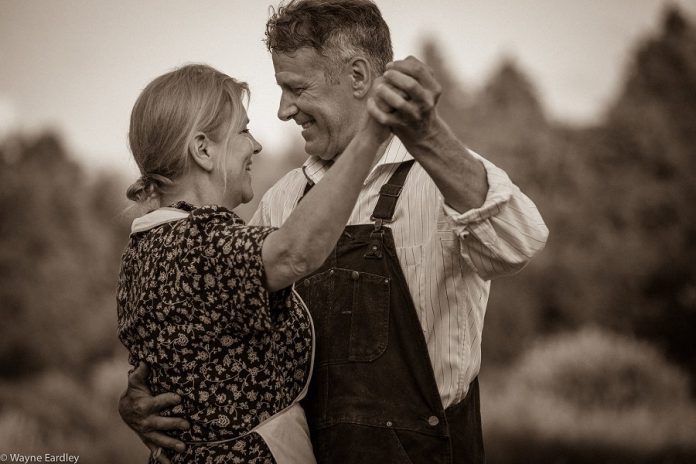 Kristina Nicoll as Abagail While and Kevin Bundy as her husband Walter in Robert Winslow and Ian McLachlan's "Carmel" at 4th Line Theatre. (Photo: Wayne Eardley / Brookside Studio)