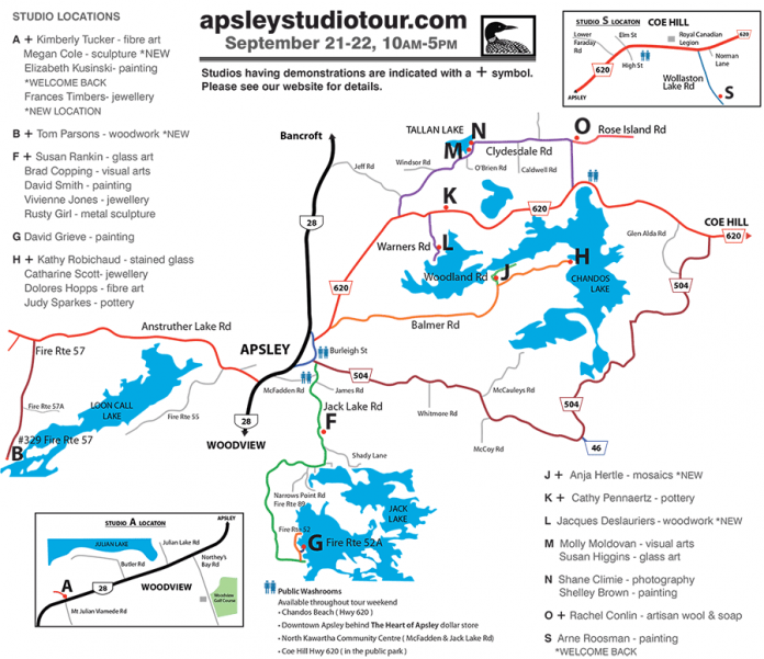 2019 Apsley Autumm Studio Tour Map