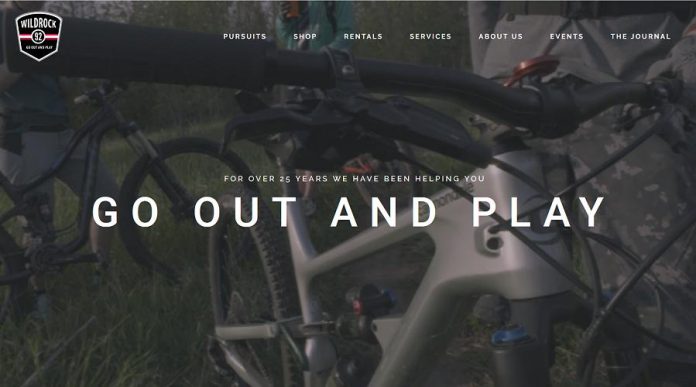  The new Wild Rock Outfitters website. (Screenshot)