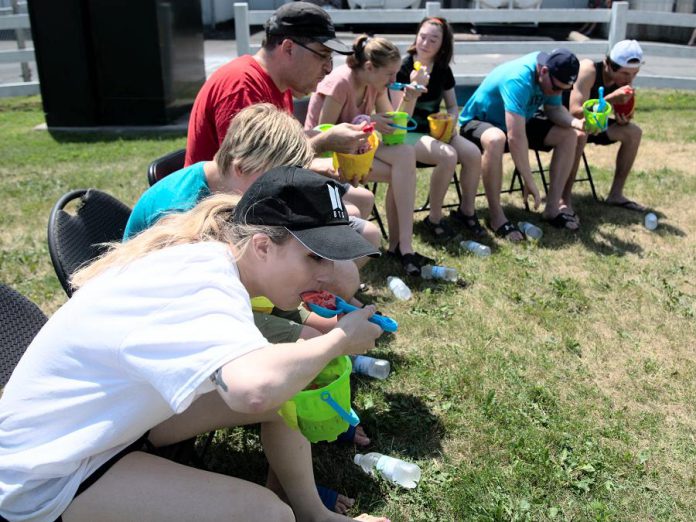 Central Smith Creamery's "ice cream social" fundraiser for Peterborough Regional Health Centre featured an ice cream eating contest.  (Photo: Ken Powell)