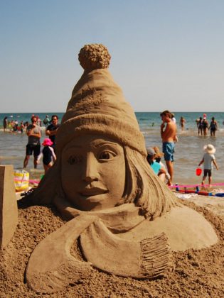 A detail of the work by master sculptor Karen Fralich the Cobourg Sandcastle Festival on August 3, 2019 at Victoria Beach in the Town of Cobourg. "Why We Love Canada" was the theme for the master sculptors, who came from across Canada and the U.S. (Photo: April Potter / kawarthaNOW.com)