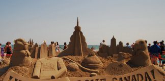 "Why We Love Canada" was the theme for master sculptors from Canada and the U.S. at the 14th annual Cobourg Sandcastle Festival, held on August 3, 2019 at Victoria Beach in the Town of Cobourg. The day also featured an amateur competition where public teams vyed for top prizes in five categories. (Photo: April Potter / kawarthaNOW.com)