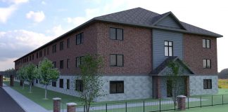 An architectural rendering of Habitat for Humanity Peterborough & Kawartha Region's planned 41-unit affordable condo development at 33 Leahy’s Lane in Peterborough. On August 13, 2019, the federal government announced it is investing up to $3.2 million to support the development, part of a $32.4 million financial commitment over three years (2019-2021) under the federal government's National Housing Co-Investment Fund to support Habitat for Humanity Canada and its affiliate organizations across Canada. (Illustration courtesy of Habitat for Humanity Peterborough & Kawartha Region)
