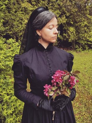 In the Victorian era, women were expected to dress in mourning attire for as long as two years after the death of a close relation. Queen Victoria set the standard for mourning, dressing in black every day for 40 years following the death of her husband Prince Albert. Learn more about 19th century mourning etiquette and attire during "When Death Was in Fashion" on August 10, 2019 at  Lang Pioneer Village Museum in Keene.  (Photo courtesy of Lang Pioneer Village Museum)