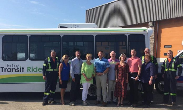 Ontario Minister of Infrastructure Laurie Scott and Haliburton-Kawartha Lakes-Brock MP Jamie Schmale joined Kawartha Lakes Mayor Andy Letham, members of council, and city staff for an announcement of public transit funding on August 16, 2019. (Photo: City of Kawartha Lakes)