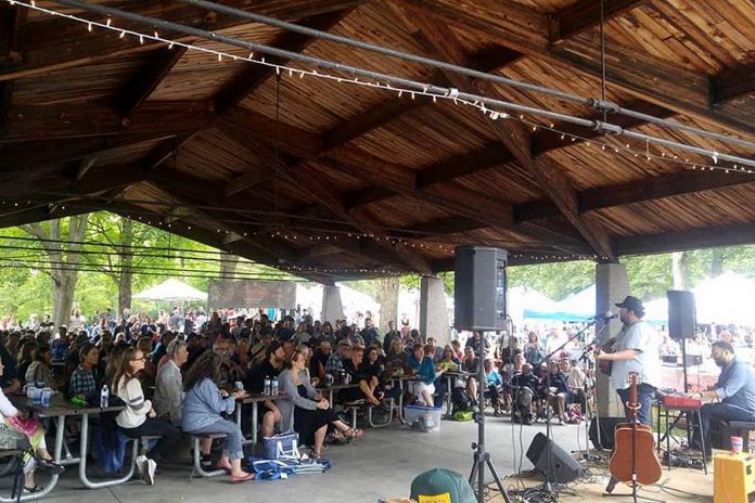 The 2019 Peterborough Folk Festival takes place on Saturday, August 17th and Sunday, August 18th at Nicholls Oval Park in Peterborough. Pictured is Donovan Woods performing a free concert at the Pavilion Stage during the 2017 festival. Tickets are still available for Woods' 2019 festival kick-off concert at the Market Hall on Friday, August 16th, with Peterborough's Evangeline Gentle opening. (Photo courtesy of Peterborough Folk Festival)