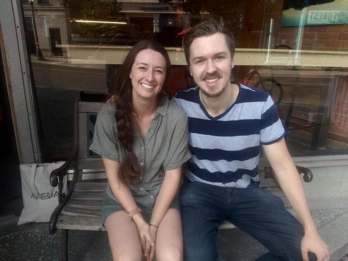 Peyton Le Barr and Chris Whidden, founders of Grassboots Theatre Company.  The couple recently moved from Toronto to Peterborough County and hope to eventually build a small theatre space on their farm in Havelock. (Photo: Sam Tweedle / kawarthaNOW.com)