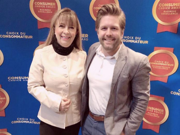 The Ear Depot owner and operator Brenda Cowan with team member Matt Paige celebrating the 2019 Consumer Choice Award for business excellence, awarded to small and medium-sized businesses in Canada based on an in-depth consumer evaluation process. The Ear Depot's customer-first focus has been key to the success of the independent hearing centre, which now has locations in Peterborough, Bancroft, Barry's Bay, Peterborough, and Marmora. (Supplied photo)