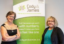 Gwyneth James and Suzanne Cody of Cody & James Chartered Professional Accountants. Located at 260 Milroy Dr. #1 in Peterborough, Cody & James CPAs offers a full suite of accounting services including financial statements, corporate and personal tax returns, bookkeeping, payroll, assurance engagements, and now financial controllership. (Photo: Heather Doughty)
