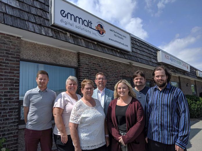 Some of the Emmatt Digital Solutions Inc. team at their offices at 649 The Parkway in Peterborough. The company, which recently celebrated 20 years in business, has grown into a successful full-service digital agency with clients around the world. (Photo: Paula Kehoe / kawarthaNOW.com)