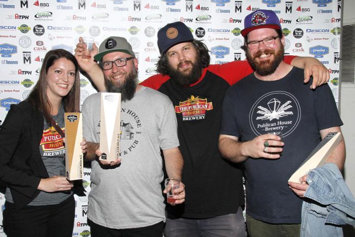 Samantha Brown, Derek Murray, Kevin Buckle, and Kevin Picken of Publican House Brewery at the 2019 Ontario Brewing Awards, where the Peterborough brewery took home a gold medal and two silver medals. (Photo: Ontario Brewing Awards)