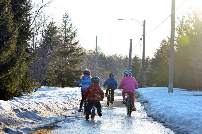 Preparing the night before school for active travel as part of your prep-for-school routine can help make sure you are committed to active travel and warm enough as cooler weather approaches.  (Photo courtesy of GreenUP)