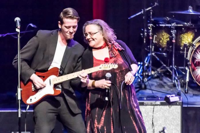 Local blues singer Jane Archer, pictured here with Brandon Humphrey at the "Love for Lydia" benefit concert at Showplace Performance Centre in 2015, performs with her band The Heart of Blues (Liam Archer, Brandon Humphrey, Tony Silvestri, and Andy Pryde) at the Black Horse in downtown Peterborough on Friday, September 13th. (Photo: Linda McIlwain / kawarthaNOW.com)