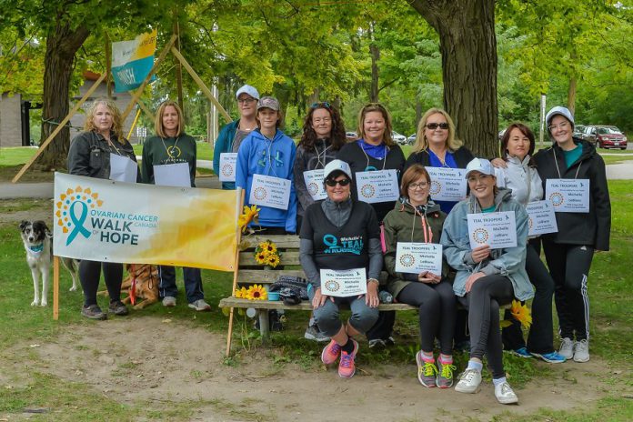 Teal Troopers, one of the top fundraising teams at the 2018 Ovarian Cancer Canada Walk of Hope in Peterborough. This year's walk talkes place on September 8, 2019 at Nichools Oval Park in Peterborough. The Ovarian Cancer Canada Walk of Hope is the only walk in Canada to direct all attention and fundraising towards helping women with ovarian cancer live fuller, better, and longer lives. (Photo courtesy of Marilyn Robinson)