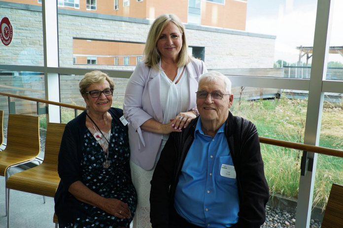 Angie George (left) and Lloyd George (right) have donated to PRHC Foundation for the last 30 years. They've also both been patients at the hospital and their daughter Patty Serota (centre), who works at the PRHC Gift Shop, is thankful for the great care they received, in part due to the generosity of donors like her parents. (Photo: Bianca Nucaro / kawarthaNOW.com)