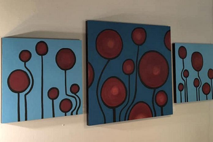 Some of Cathy Ogrodnik's work in her 'Poppies' exhibit at Black Honey. (Photo courtesy of the artist)