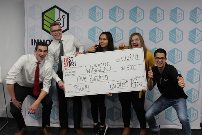 The winners of FastStart Peterborough's Pitch It! competition on October 22, 2019. (Photo courtesy of Innovation Cluster)