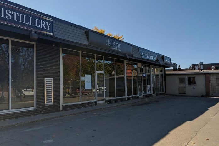 de.Kor is a new home lighting and decor store opening this fall at  97 Hunter Street East in Peterborough. It joins Black's Distillery, Sweet Beast Butcher Shop, and Murrdog's Craft Barbery in the East City plaza. (Photo: Bruce Head / kawarthaNOW)