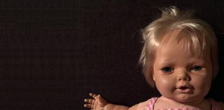 One of the dolls that will be on display at the Creepy Doll Museum at The Theatre on King in downtown Peterborough on October 29 and 30, 2019. The installation features dolls collected by Kathryn Bahun and Ben Hatcher, accompanied by doll stories by local authors Michelle Berry, Devon Code, Sarah Higginson, Mike Pettit, and Matt Snell. (Photo courtesy of Ben Hatcher and Kathryn Bahun)
