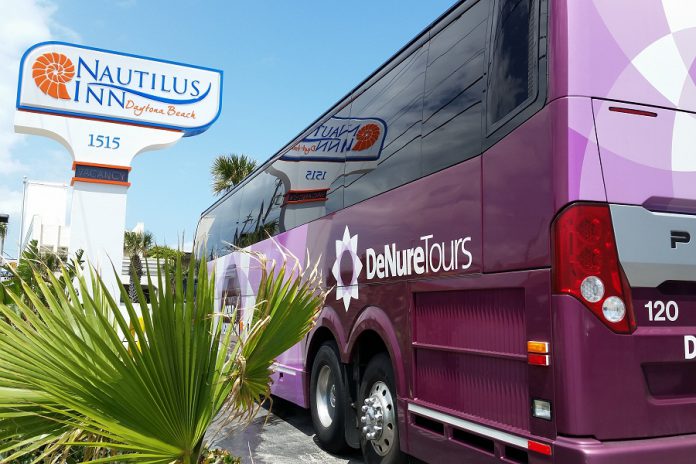 In 1987, DeNureTours expanded their vision and built a hotel, located oceanside in Daytona Beach, called the Nautilus Inn. The hotel has destination representatives to provide assistance and organize on-site social activities such as cards, crafts and bingo. There are regular complimentary excursions using their own shuttle bus and driver to take their guests to local shopping centres, markets, races and dinner venues. (Photo courtesy of DeNureTours)