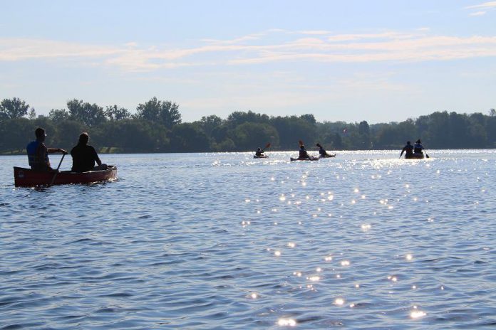 Earlier this year, on National Canoe Day (June 26th), the Jiimaan'ndewemgadnong project was launched with a group paddling to the site from across Little Lake and the Otonabee River. (Photo courtesy of GreenUP)