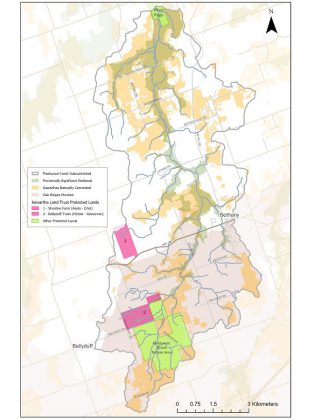 The expanse of the Fleetwood Creek watershed. (Map courtesy of Kawartha Land Trust)