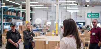 A Siemens Peterborough employee gives a tour to 40 educators from the Kawartha Pine Ridge District School Board and the Peterborough, Victoria, Northumberland and Clarington Catholic School Board on Wednesday, October 9, 2019. (Photo: Alyssa Cymbalista)