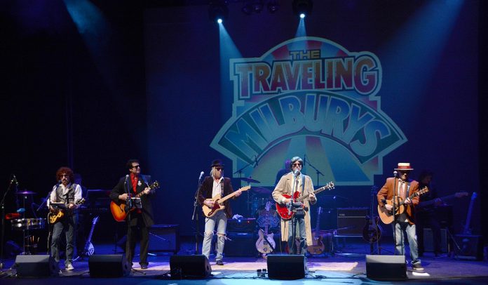 The Traveling Milburys is John Cassano as Jeff Lynne, Roy Leblanc as Roy Orbison, Gerry Parsons as Tom Petty, Jerry Boyer as George Harrison, and Matt Greenberg as Bob Dylan. Each member of The Traveling Milburys comes from tribute bands dedicated to the individual artists. (Photo: The Traveling Milburys)