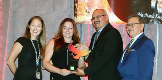 Curve Lake First Nation economic development officer Katie Young-Haddlesey (second from left) is presented with the Economic Development Officer of the Year Award at the Cando Conference in Gatineau, Quebec on October 30, 2019. Cando is an organization that promotes economic development in Indigenous communities across Canada. (Photo: Cando)