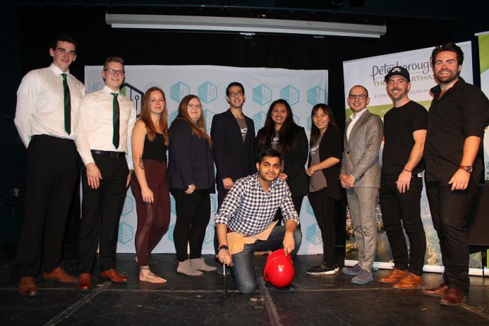 Seven entrepreneurs (or teams) competed during the fifth annual Cubs' Lair entrepreneurship competition, held on November 21, 2019 at the Gordon Best Theatre in downtown Peterborough. (Photo courtesy of Innovation Cluster)