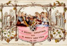 The first commercial Christmas card was sold in Britain in 1843, after civil servant Sir Henry Cole decided he was too busy to write individual Christmas greetings and asked artist John Callcott Horsley to design a card he could fill out. The idea caught on, and mass-produced greeting cards soon replaced hand-written greetings in most of Europe and North America. Today, despite the ubiquity of the internet, the greeting card industry still produces seven billion physical cards each year with annual sales of $7.5 billion. It is estimated that producing and sending all these cards generates as many as 1.1 million tons of carbon dioxide. (Public domain photo)